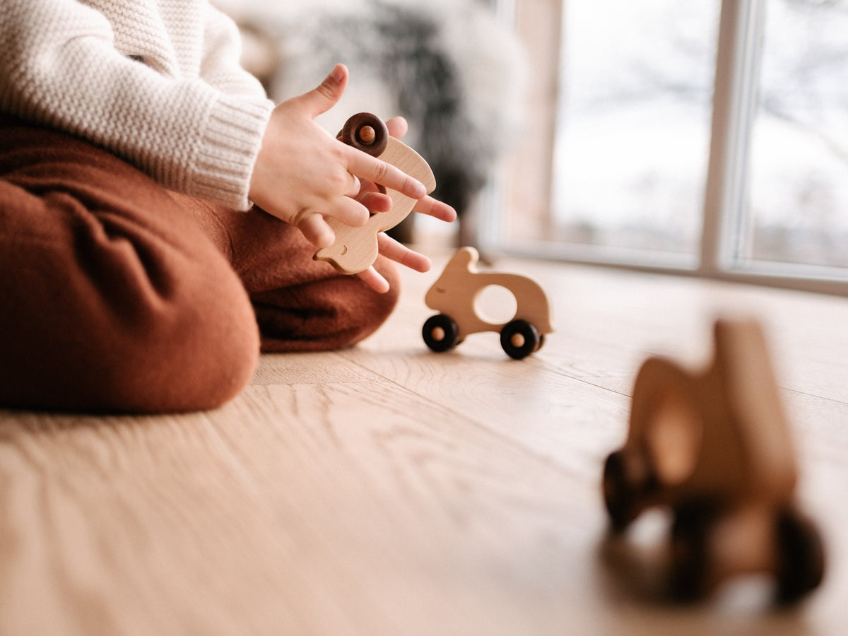 Drewniana zabawka na kółkach Kaczka Wooden Story – aranżacja