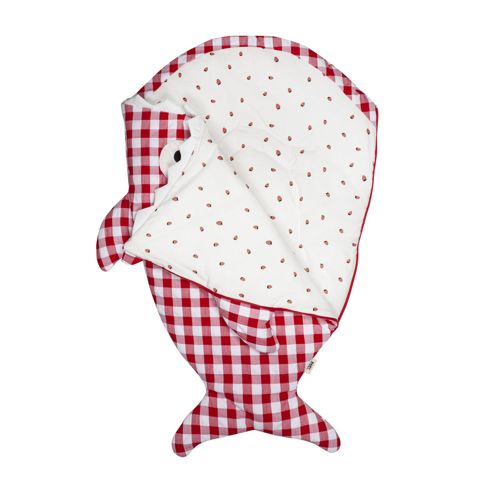 Baby Bites Śpiworek Shark (1-18 m) Red Vichy