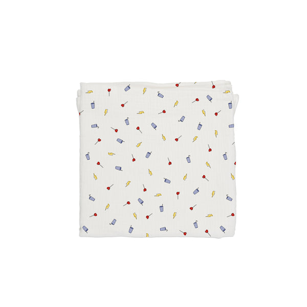 Baby Bites Pieluszka muślinowa 120 x 120 cm Lightnings White