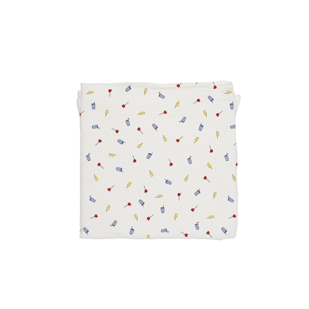 Baby Bites Pieluszka muślinowa 120 x 120 cm Lightnings White