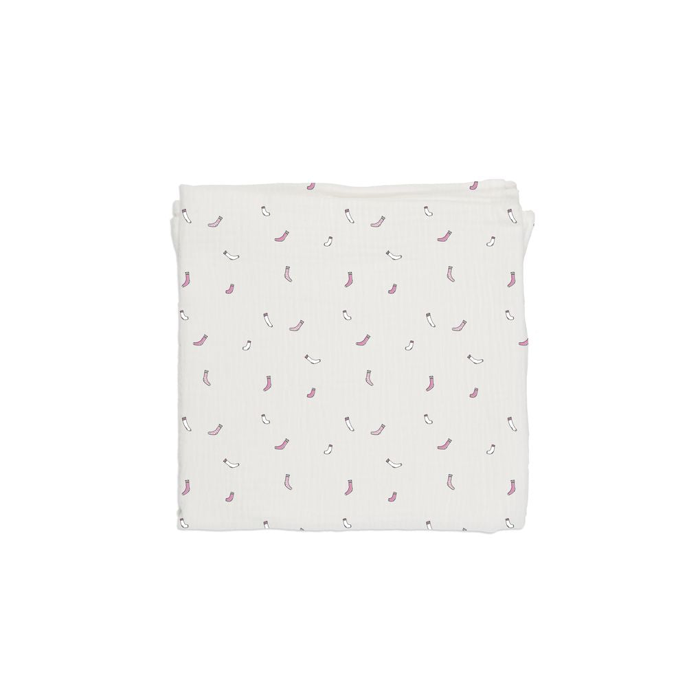 Baby Bites Pieluszka muślinowa 120 x 120 cm Socks White