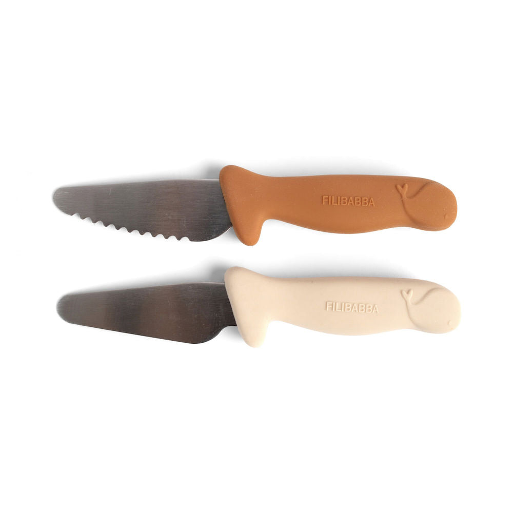 Filibabba Noże do nauki krojenia 2-pack Pumpkin + Offwhite
