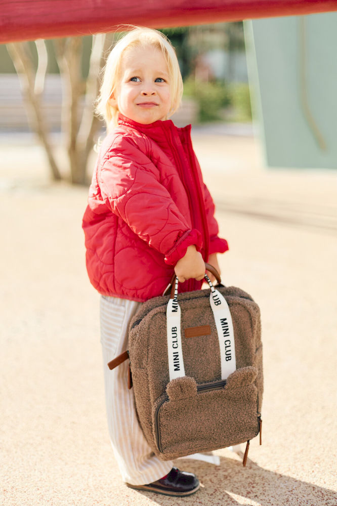 Childhome Plecak dziecięcy Mini Club Signature Teddy Soft brown