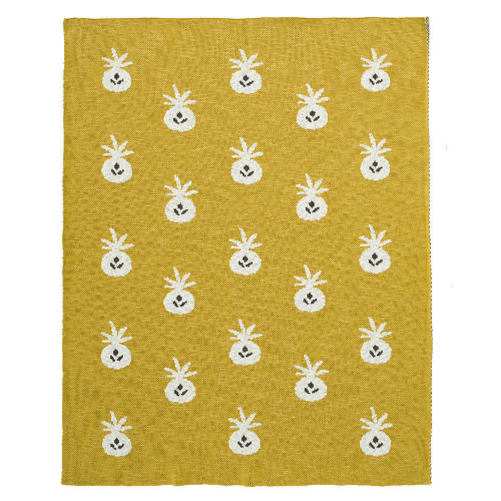 Fresk Tkany kocyk z bawełny organicznej 80 x 100 cm Ananas Mustard