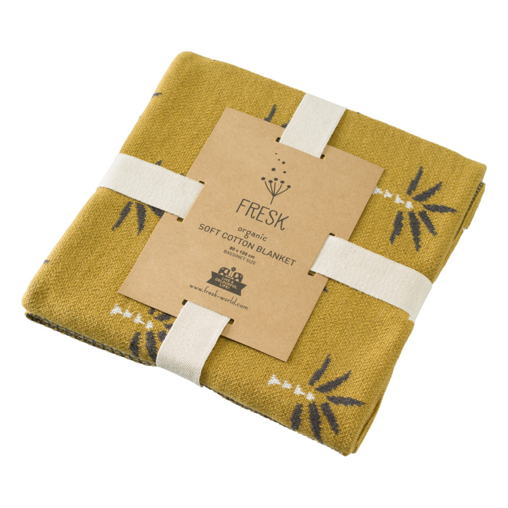 Fresk Letni tkany kocyk z bawełny organicznej 80 x 100 cm Dmuchawiec