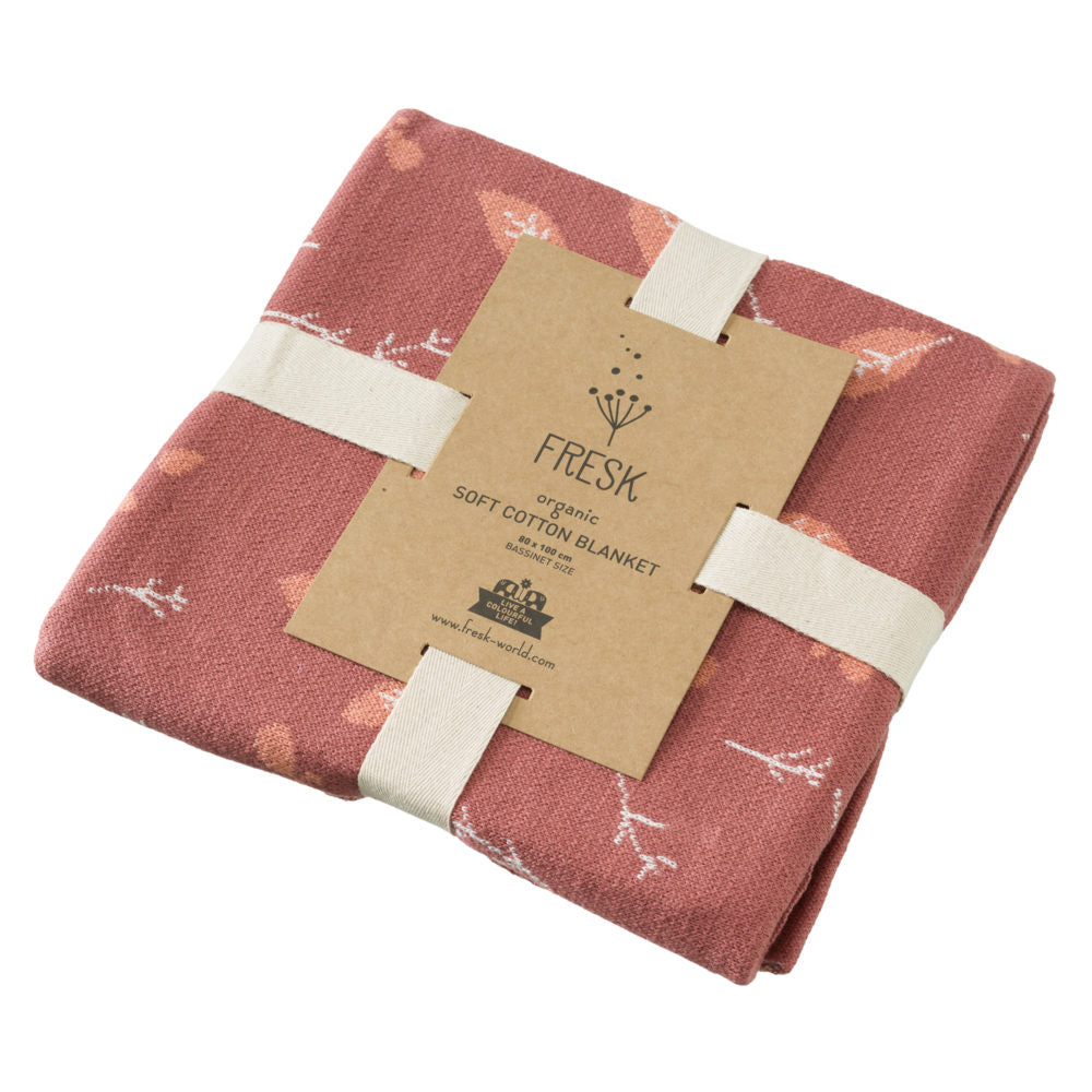 Fresk Letni tkany kocyk z bawełny organicznej 80 x 100 cm Las Rose