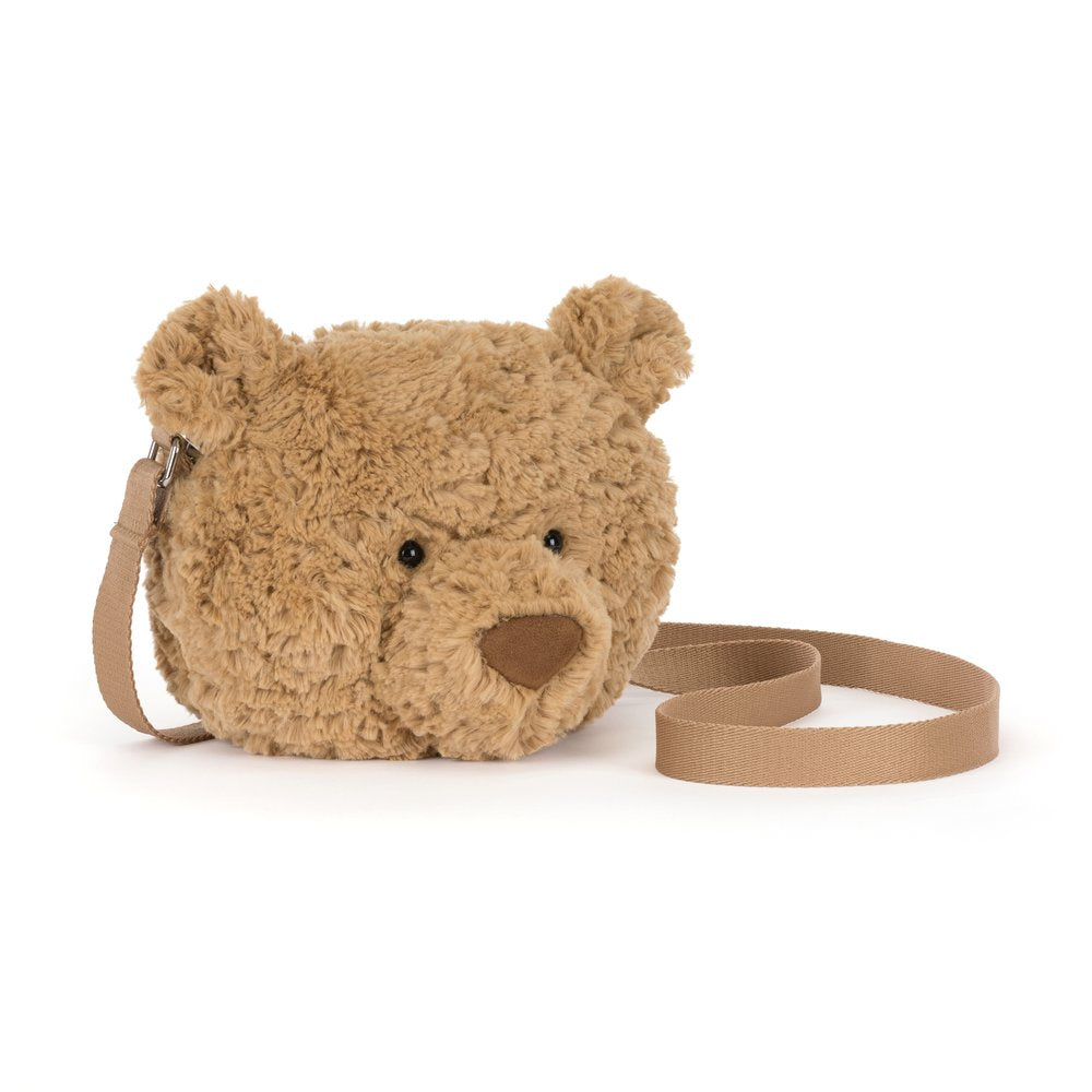 Torebka na ramię Jellycat – Miś Bartłomiej 18 cm, widok 3/4 z paskiem