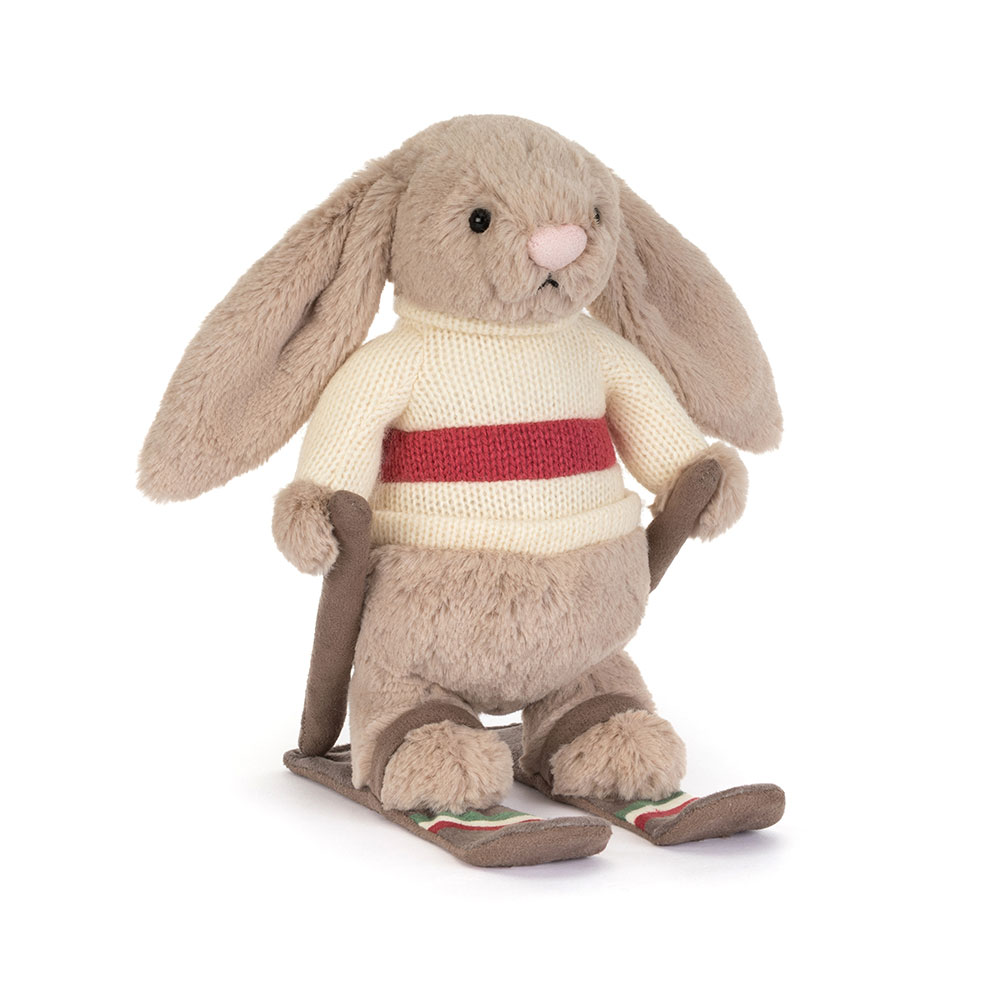 Maskotka Jellycat – Króliczek Beżowy na Nartach 20 cm