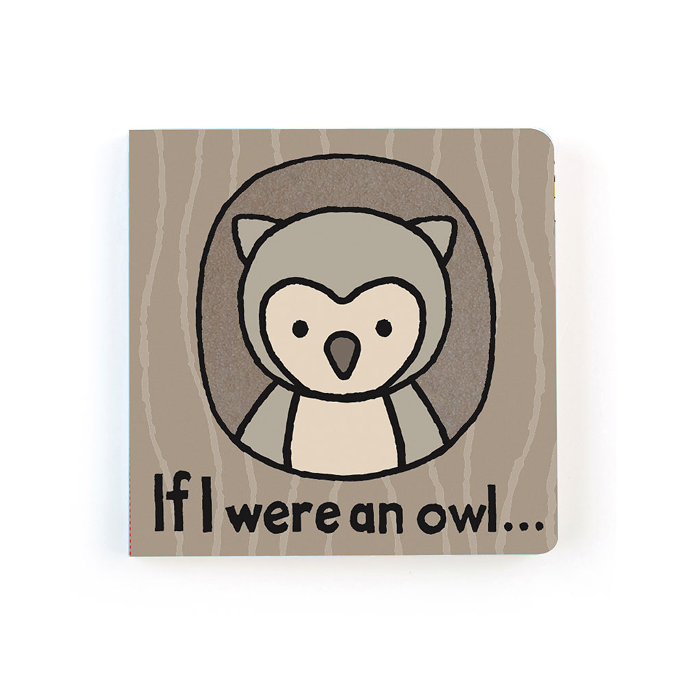 Książeczka Jellycat „If I Were an Owl” (wydanie angielskie) – okładka z szarą sową w dziupli (zdjęcie producenta)