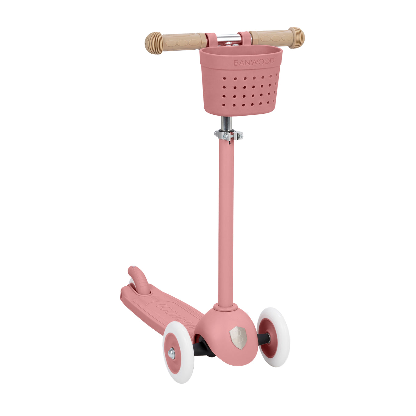 Banwood Hulajnoga ECO z koszykiem Pin & Ride Raspberry