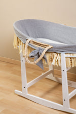 Childhome Kosz mojżesza Boho z materacykiem + Pokrowiec Jersey Grey