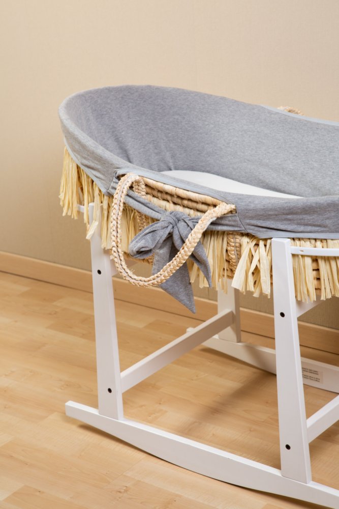 Childhome Kosz mojżesza Boho z materacykiem + Pokrowiec Jersey Grey