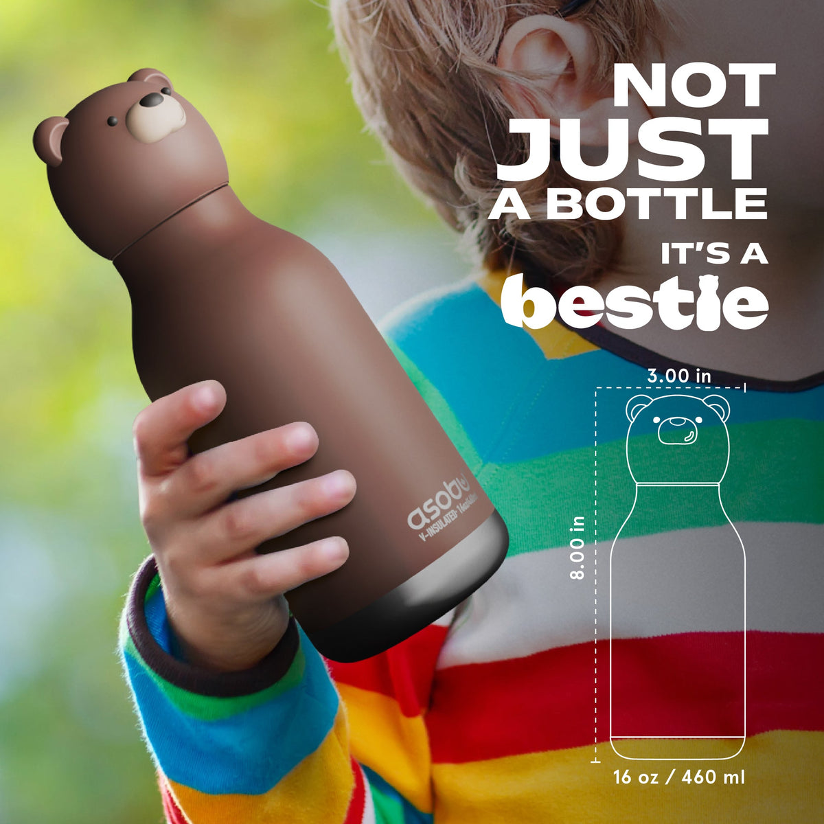 Butelka termiczna ze słomką Bestie Asobu – Niedźwiedź 460 ml – zdjęcie 6