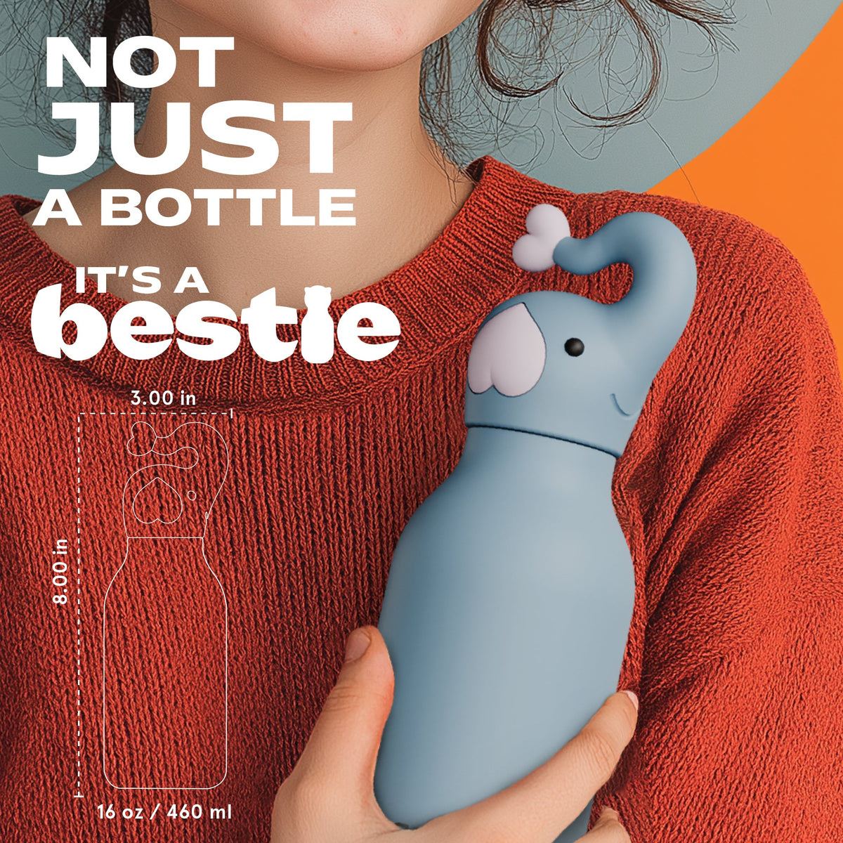 Butelka termiczna ze słomką Bestie Asobu – Słoń 460 ml – zdjęcie 7