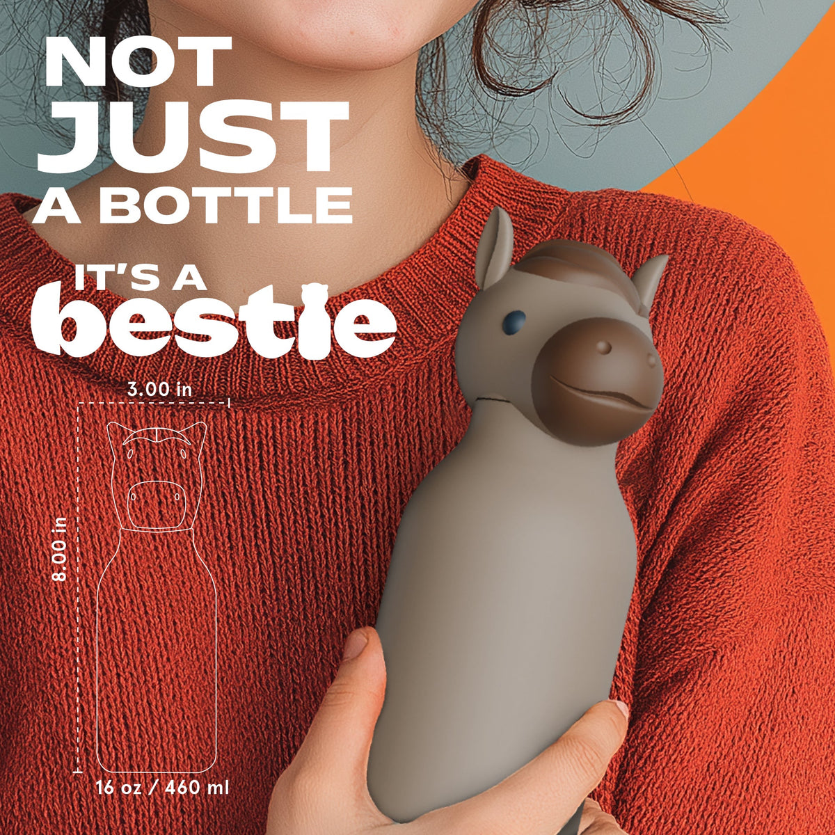 Butelka termiczna ze słomką Bestie Asobu – Koń 460 ml – zdjęcie 2