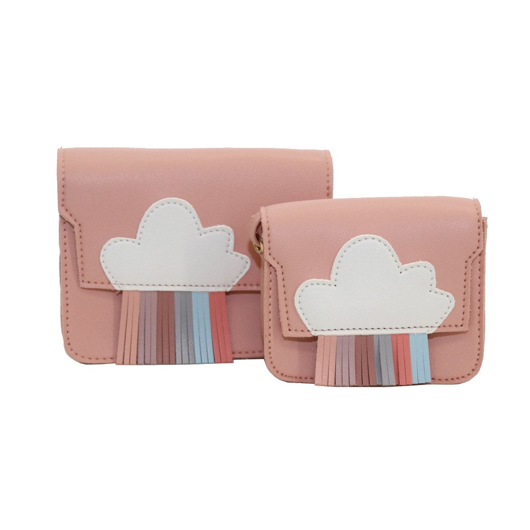 Torebka na ramię Rainbow Mini Yuko.B – różowa, 11 × 5 × 12,5 cm – aranżacja