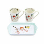 Kubki z tacką Wrendale Designs Royal Worcester – ptaszki na jarzębinie, 3 szt. – detal