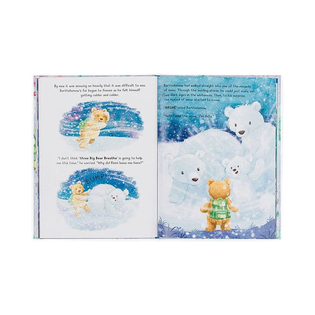 Książeczka Jellycat „Bartholomew Bear and the Snow Giants” – rozkładówka z misiem i Śnieżnymi Olbrzymami