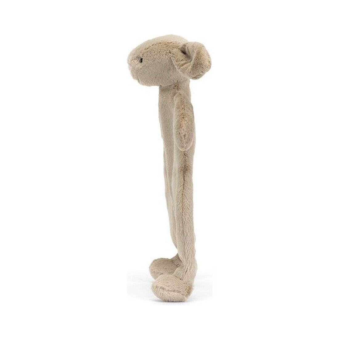 Beżowy kocyk-przytulanka Jellycat z boku – płaski, miękki korpus