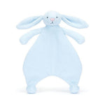 Jasnoniebieski króliczek Bashful Jellycat jako kocyk-przytulanka, z przodu