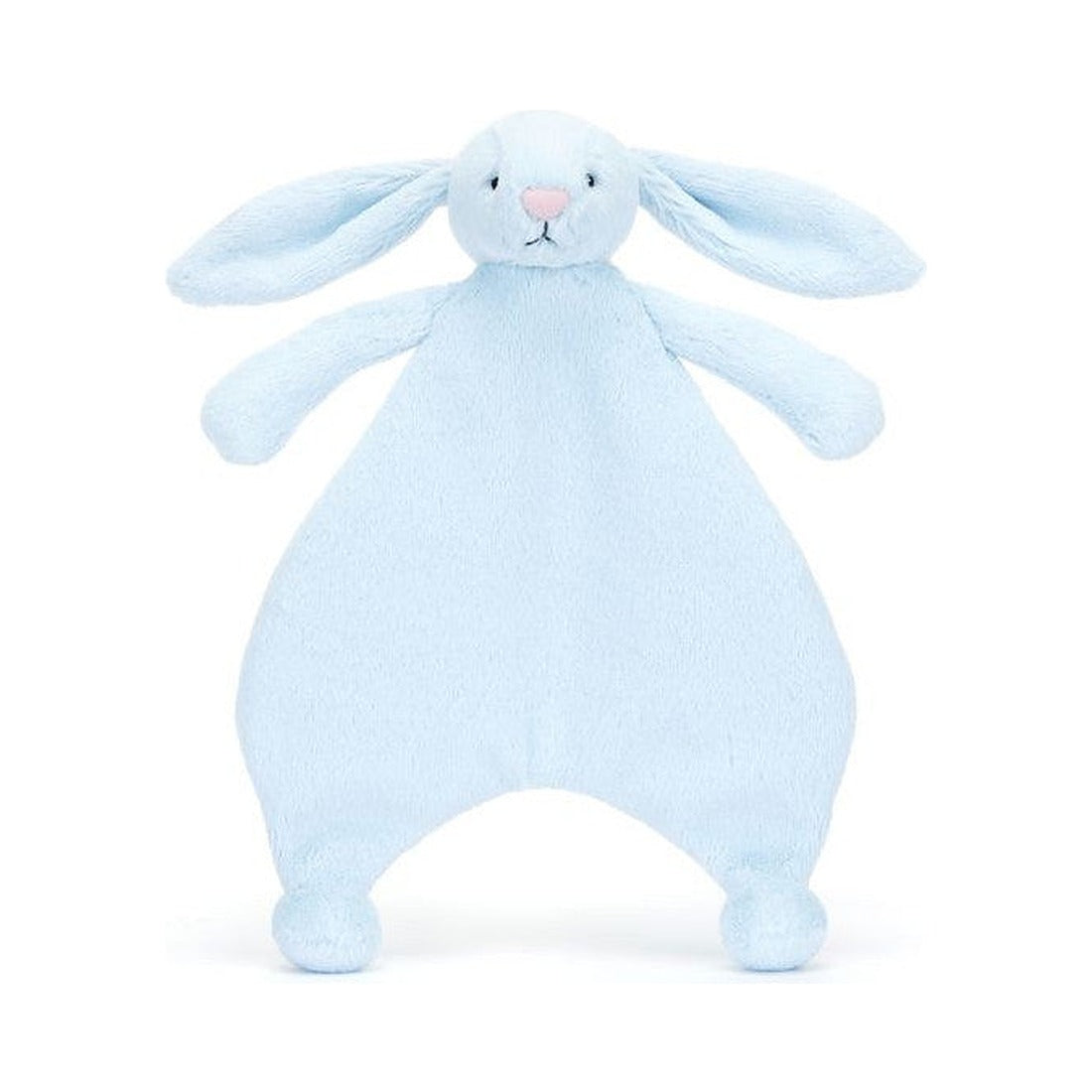 Jasnoniebieski króliczek Bashful Jellycat jako kocyk-przytulanka, z przodu