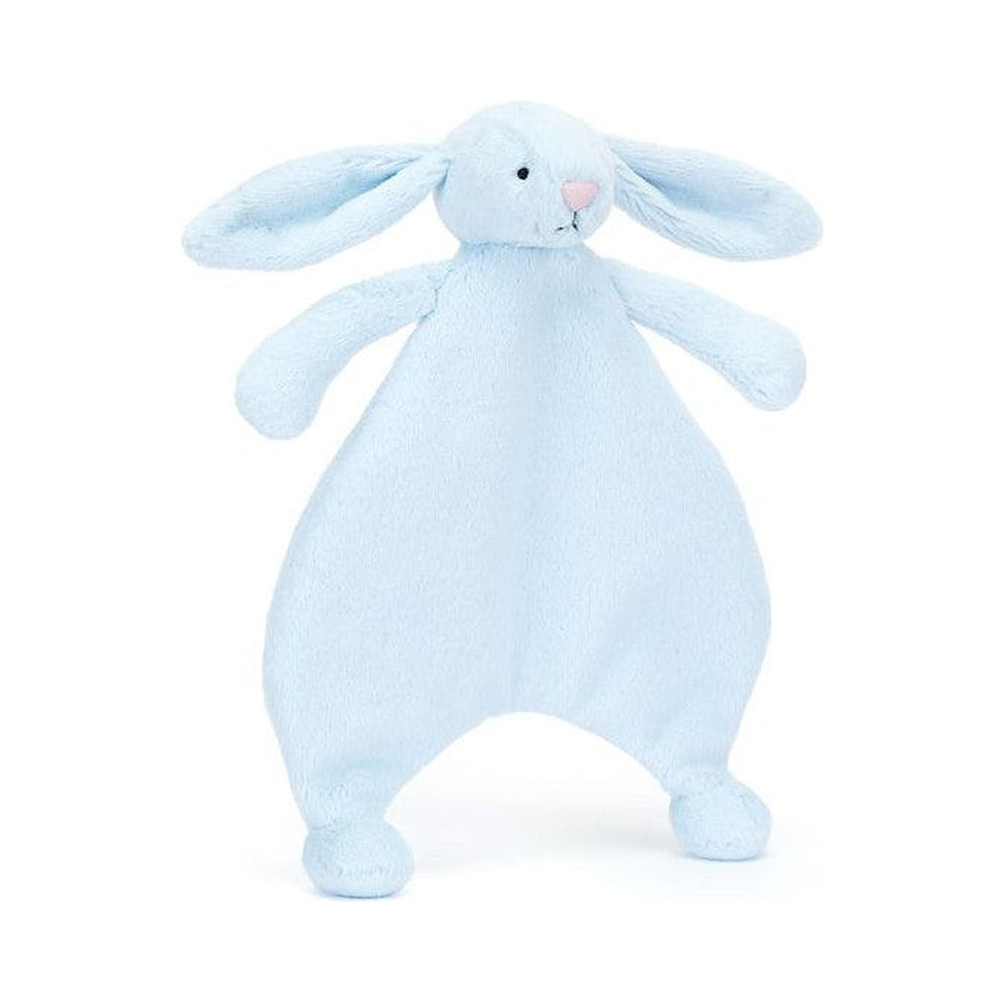 Jasnoniebieski kocyk-przytulanka Jellycat z króliczkiem, 27 cm – główka z długimi uszami i płaski kocyk