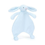 Jasnoniebieski kocyk-przytulanka Jellycat z króliczkiem, 27 cm – główka z długimi uszami i płaski kocyk