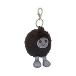 Breloczek Jellycat Czarna Dziura 15 cm – puszysta czarna kulka z uśmiechem i srebrnymi nóżkami
