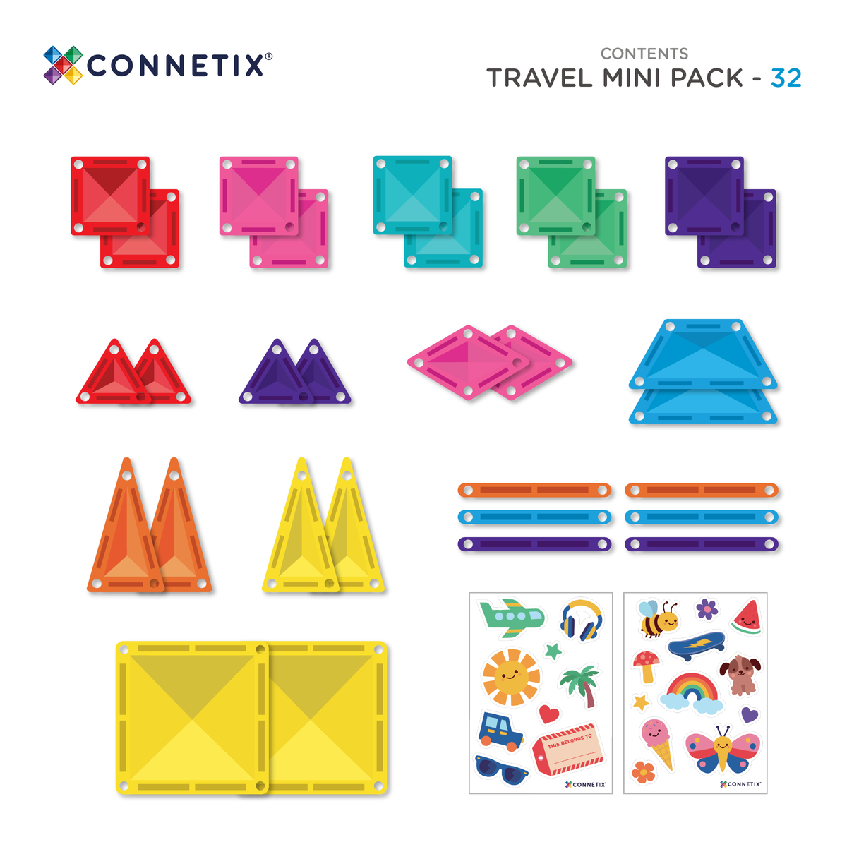 Connetix® klocki magnetyczne podróżne Travel Mini Pack – 32 el.