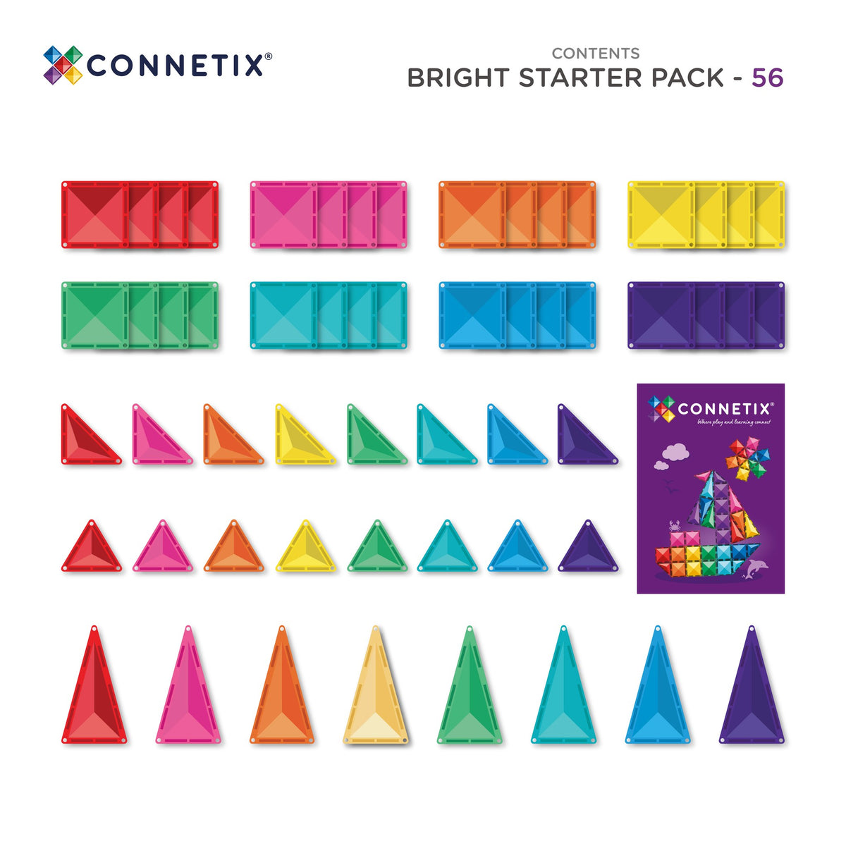 Connetix® klocki magnetyczne Bright Starter Pack – 56 el. – zdjęcie 2