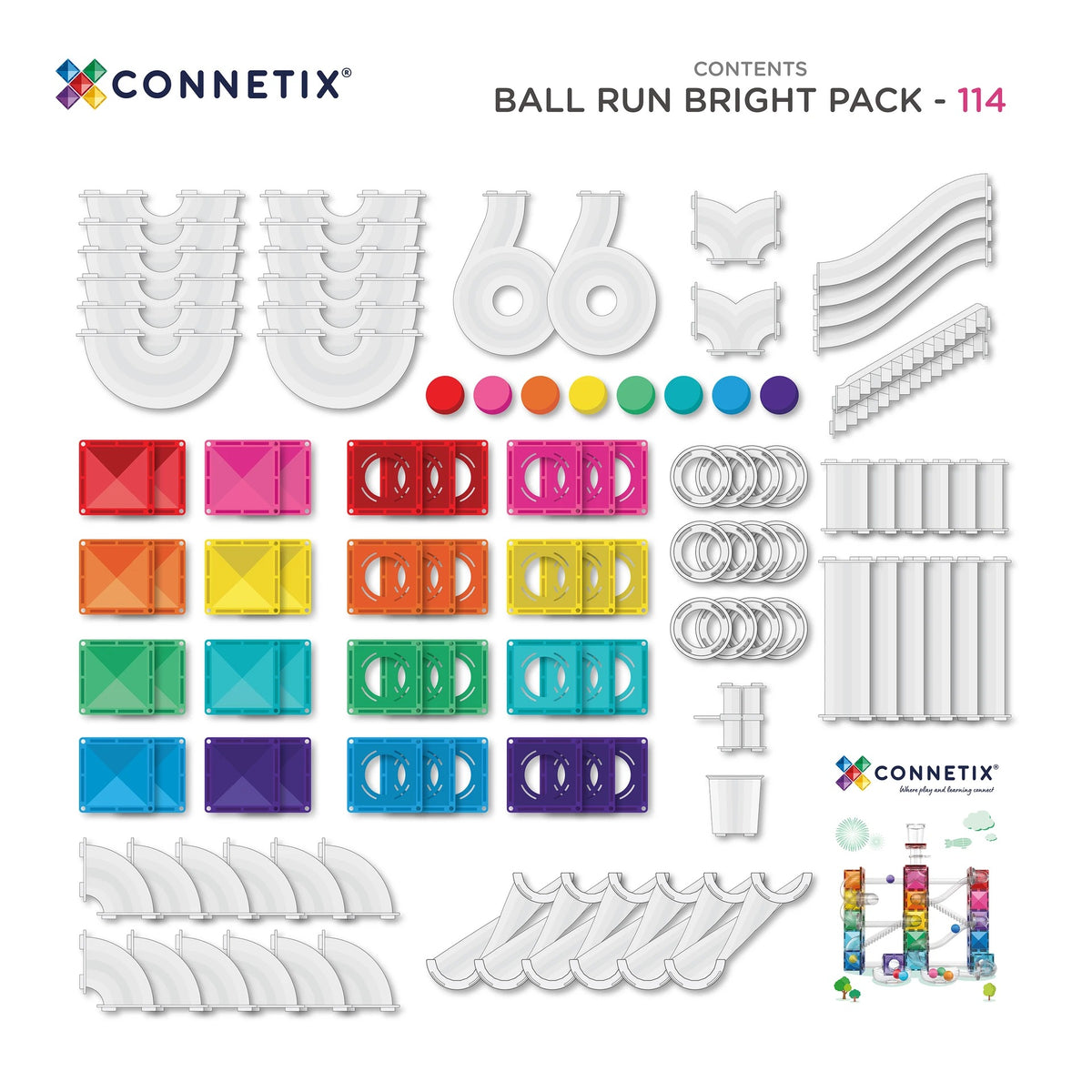 Connetix® Ball Run Bright Pack 114 elementów