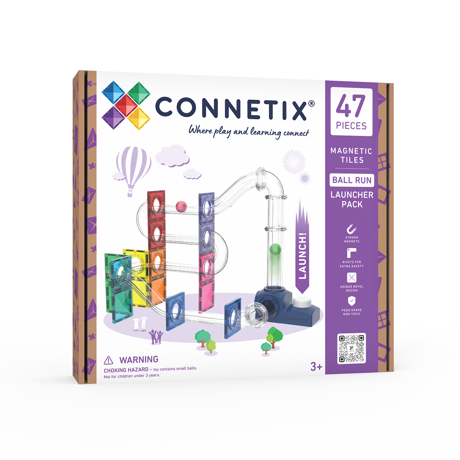 Connetix® klocki magnetyczne kulodrom z wyrzutnią Ball Run Launcher Pack – 47 el.