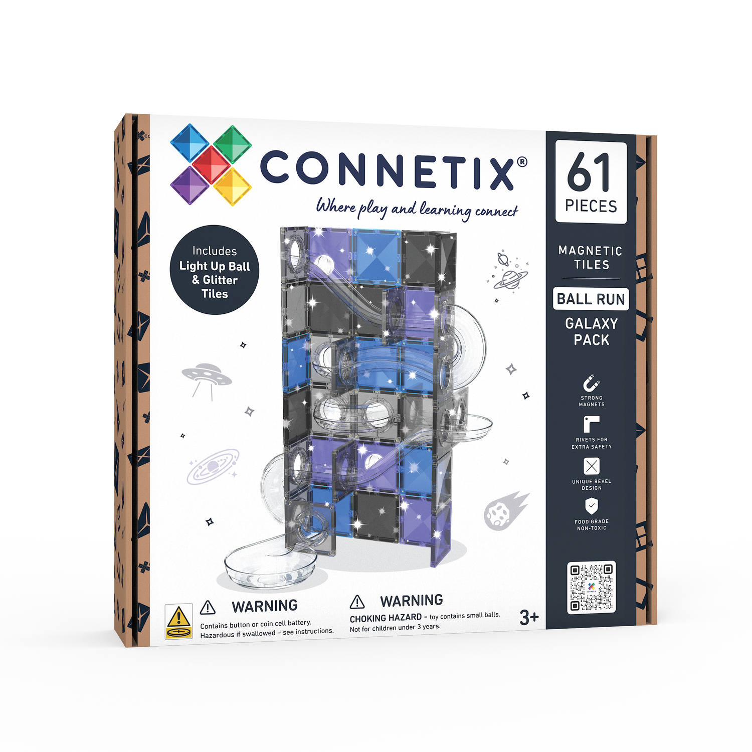 Connetix® klocki magnetyczne kulodrom Ball Run Galaxy Pack – 61 el.