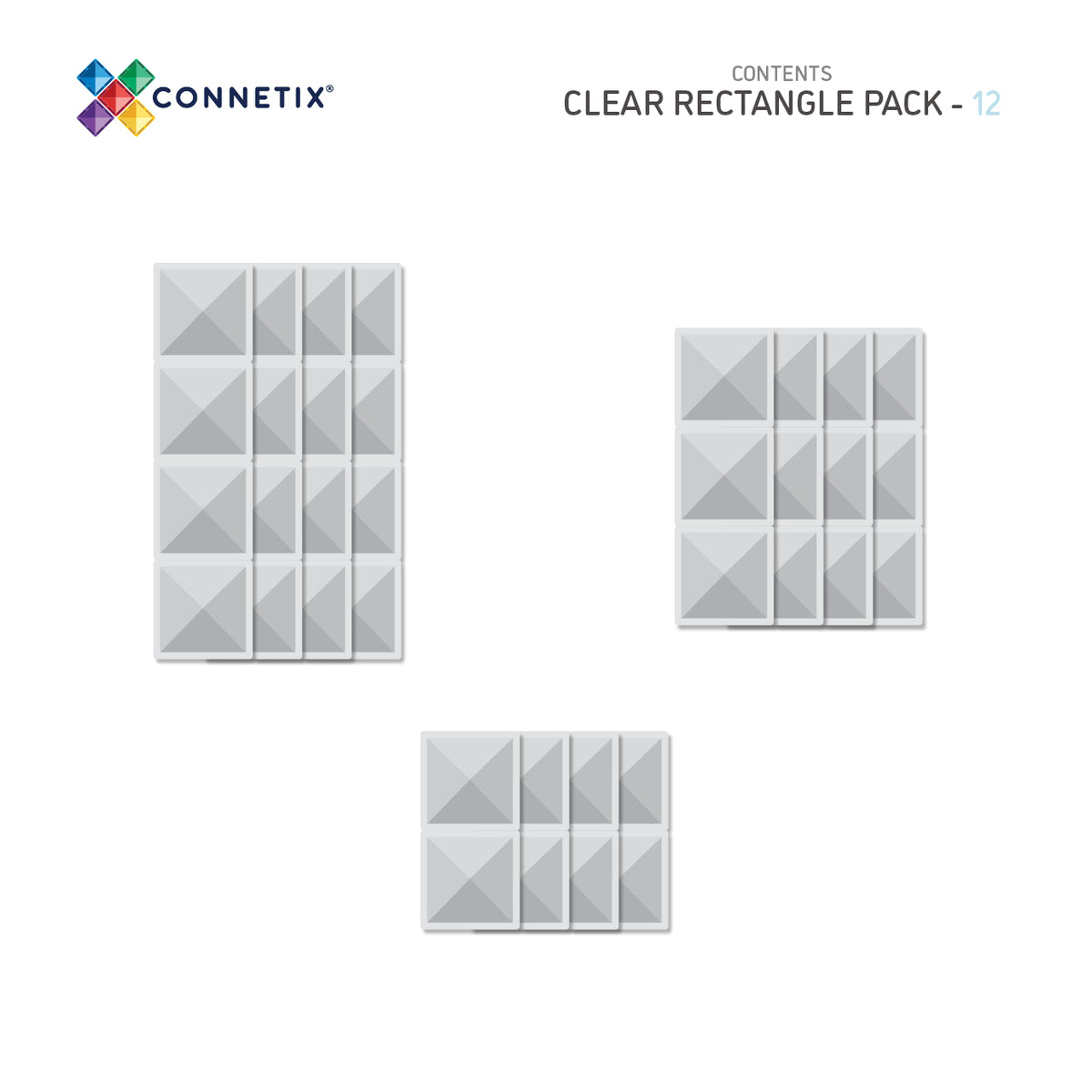 Connetix® klocki magnetyczne Clear Rectangle Pack – 12 el. – zdjęcie 2
