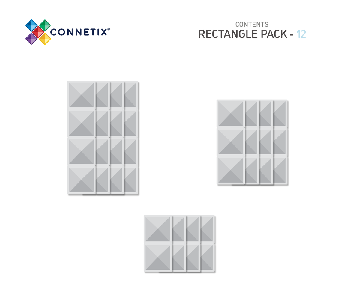 Connetix® klocki magnetyczne Clear Rectangle Pack – 12 el. – zdjęcie 3