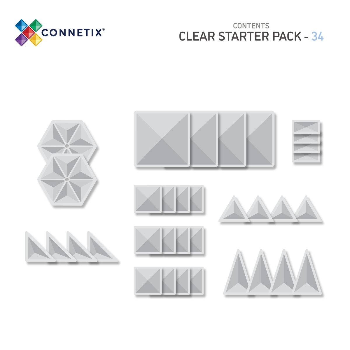 Connetix® klocki magnetyczne Clear Starter Pack – 34 el. – zdjęcie 3
