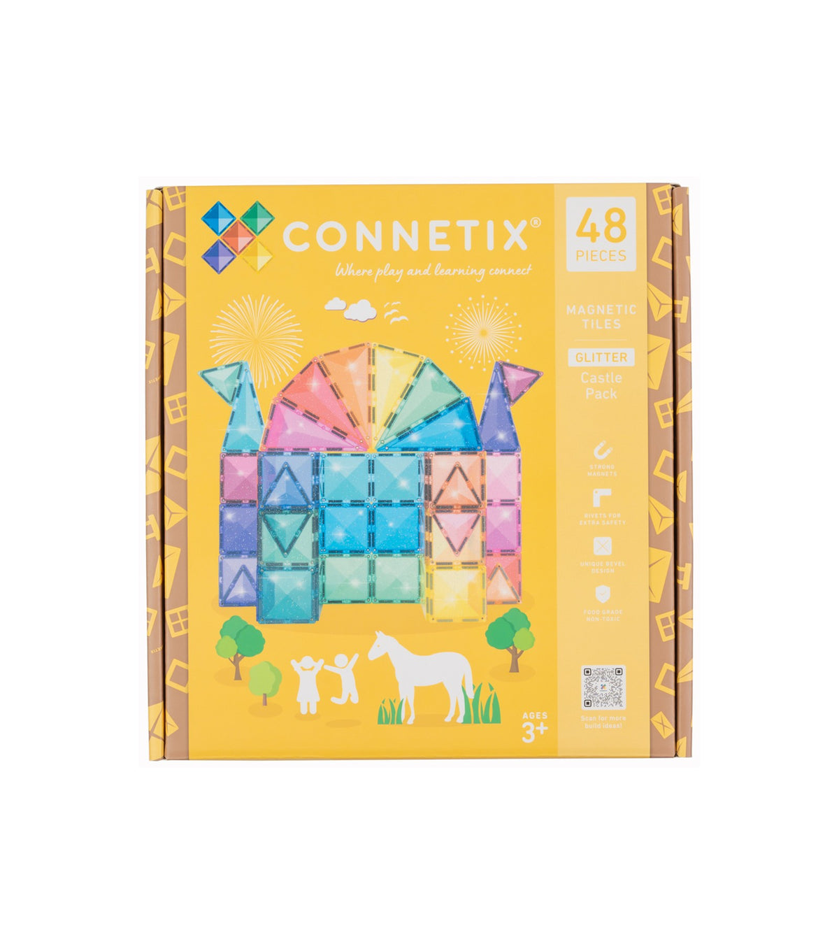 Connetix® klocki magnetyczne brokatowe Glitter Castle Pack – 48 el.