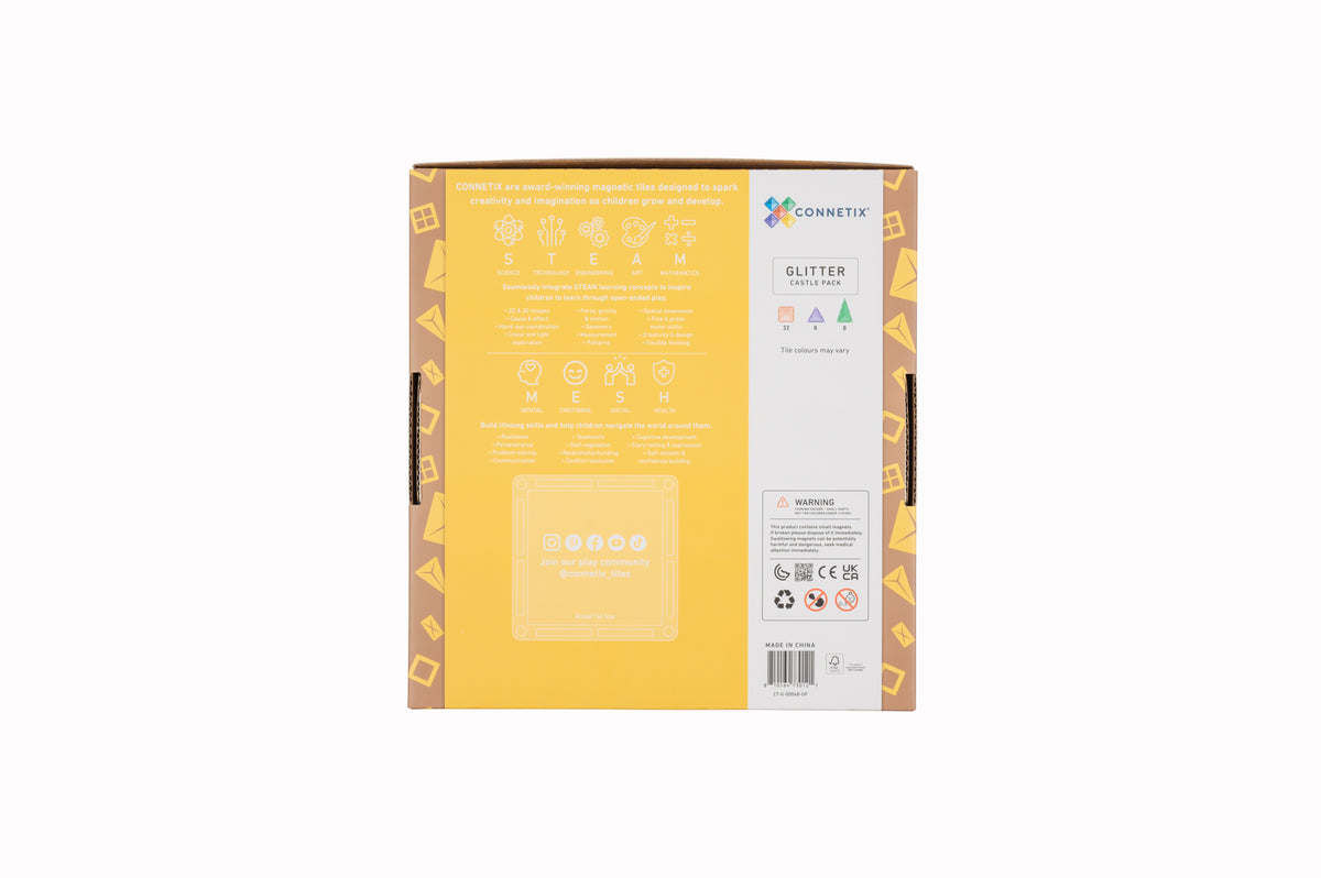 Connetix® klocki magnetyczne brokatowe Glitter Castle Pack – 48 el.