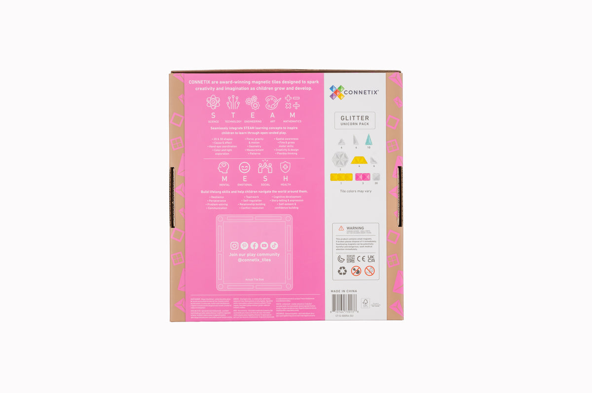 Connetix® klocki magnetyczne brokatowe Glitter Unicorn Pack – 56 el. – zdjęcie 2