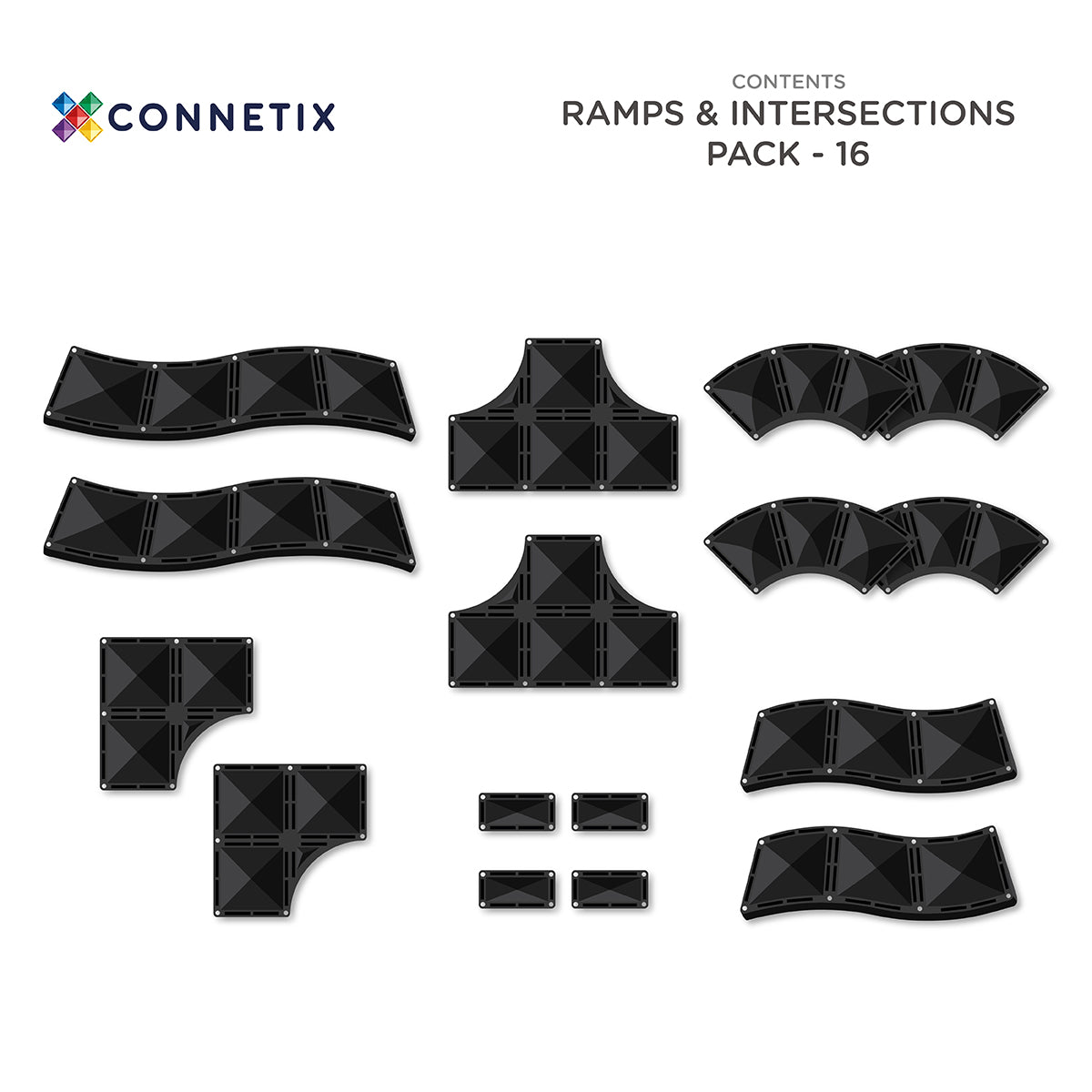 Connetix® klocki magnetyczne drogi Ramps & Intersections Pack – 16 el. – zdjęcie 2