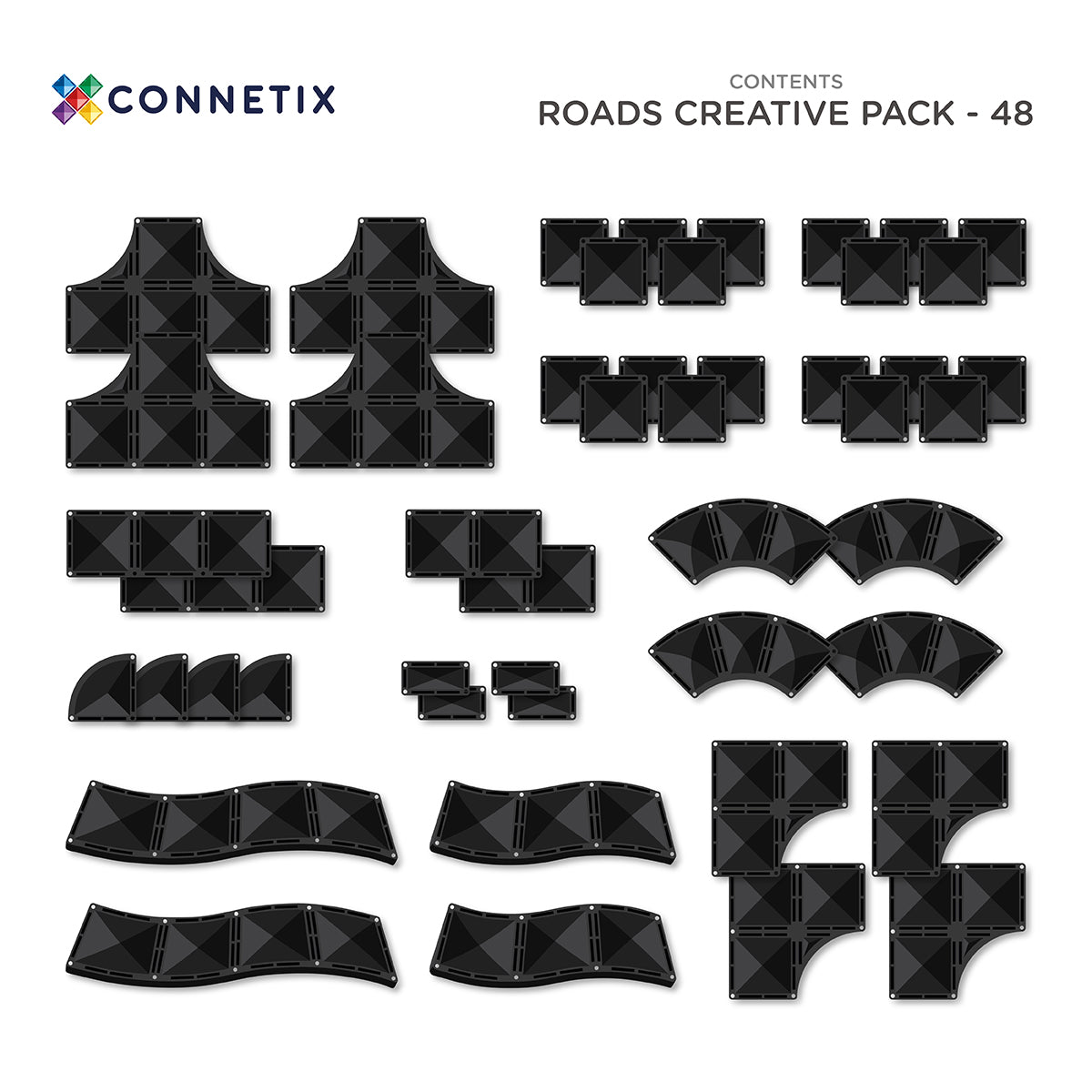 Connetix® klocki magnetyczne drogi Creative Roads Pack – 48 el. – zdjęcie 2
