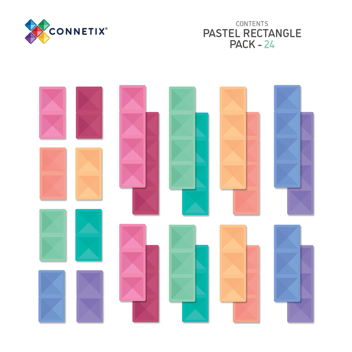 Connetix® klocki magnetyczne Pastel Rectangle Pack – 24 el. – zdjęcie 2