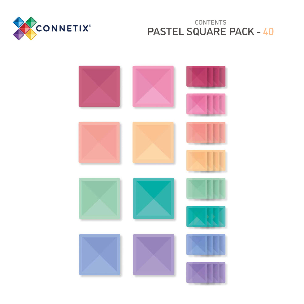 Connetix® klocki magnetyczne Pastel Square Pack – 40 el. – zdjęcie 2
