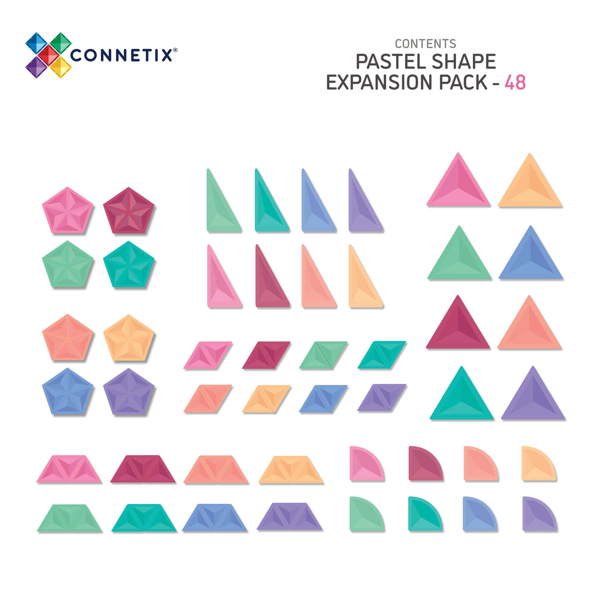 Connetix® klocki magnetyczne Pastel Shape Expansion Pack – 48 el. – zdjęcie 2