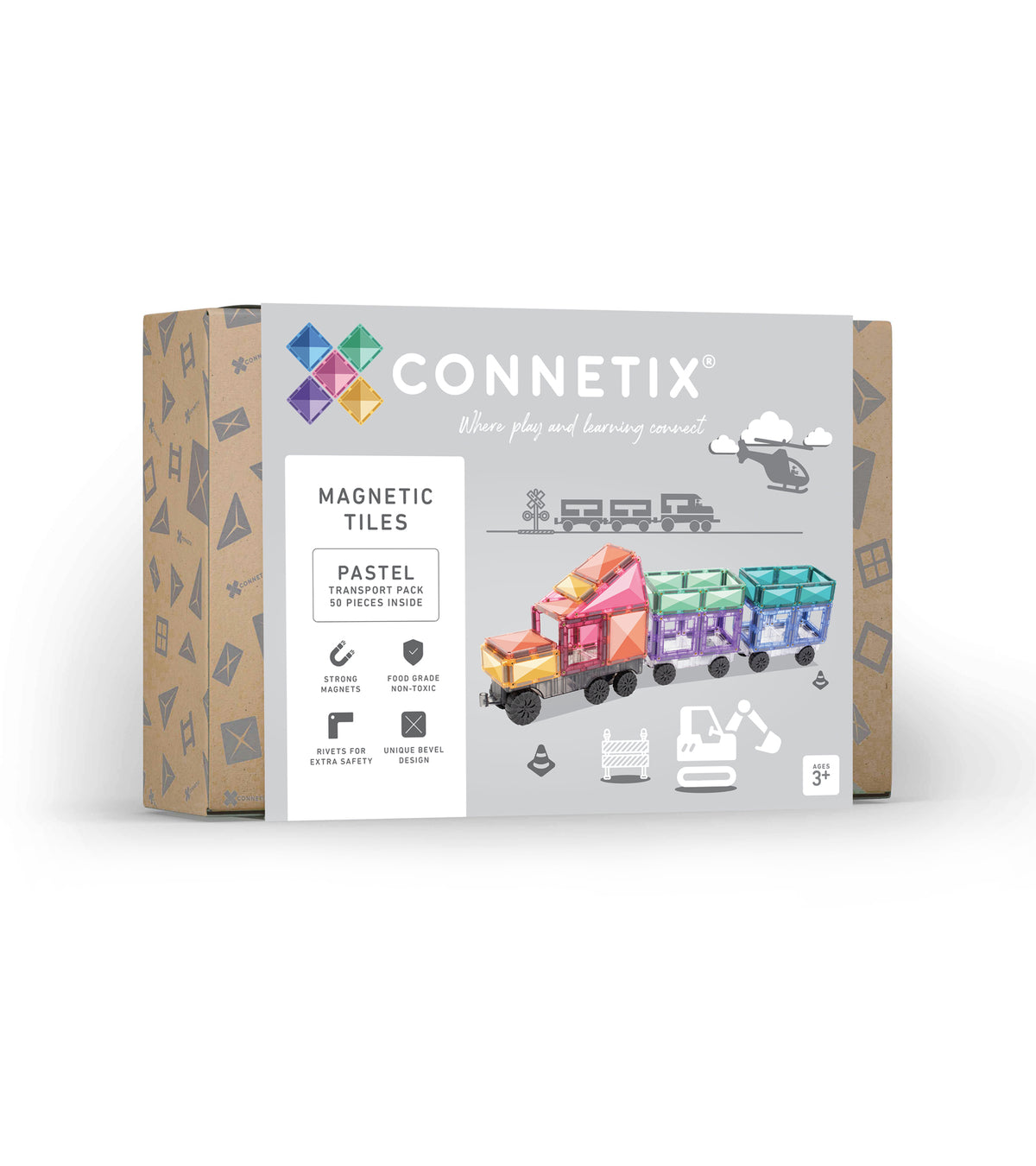 Connetix® klocki magnetyczne pojazdy Pastel Transport Pack – 50 el.