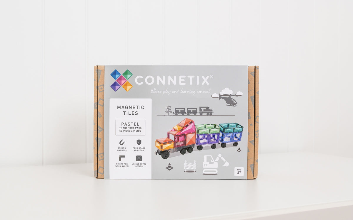 Connetix® klocki magnetyczne pojazdy Pastel Transport Pack – 50 el. – zdjęcie 2