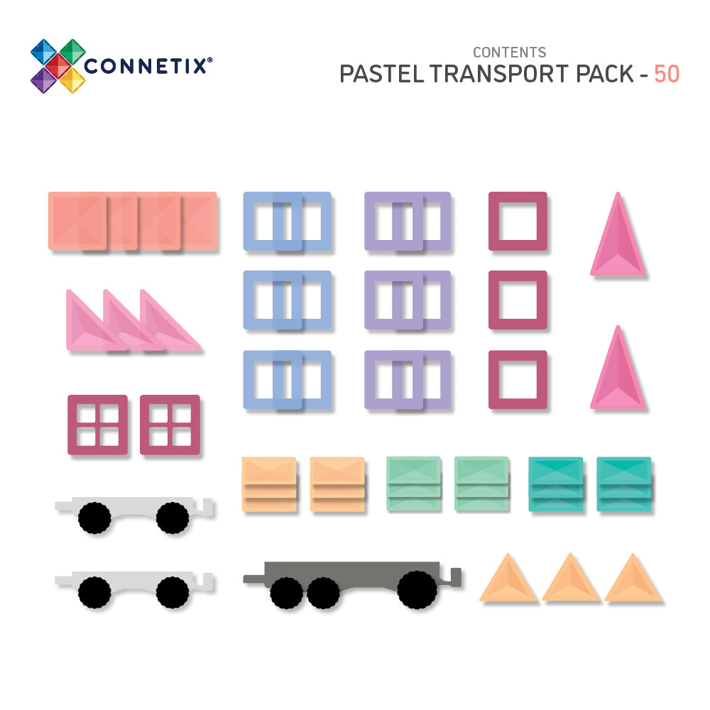 Connetix® klocki magnetyczne pojazdy Pastel Transport Pack – 50 el. – zdjęcie 3