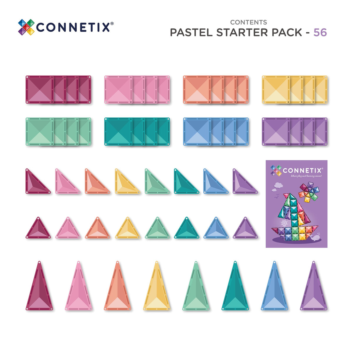 Connetix® Pastel Starter Pack 56 elementów