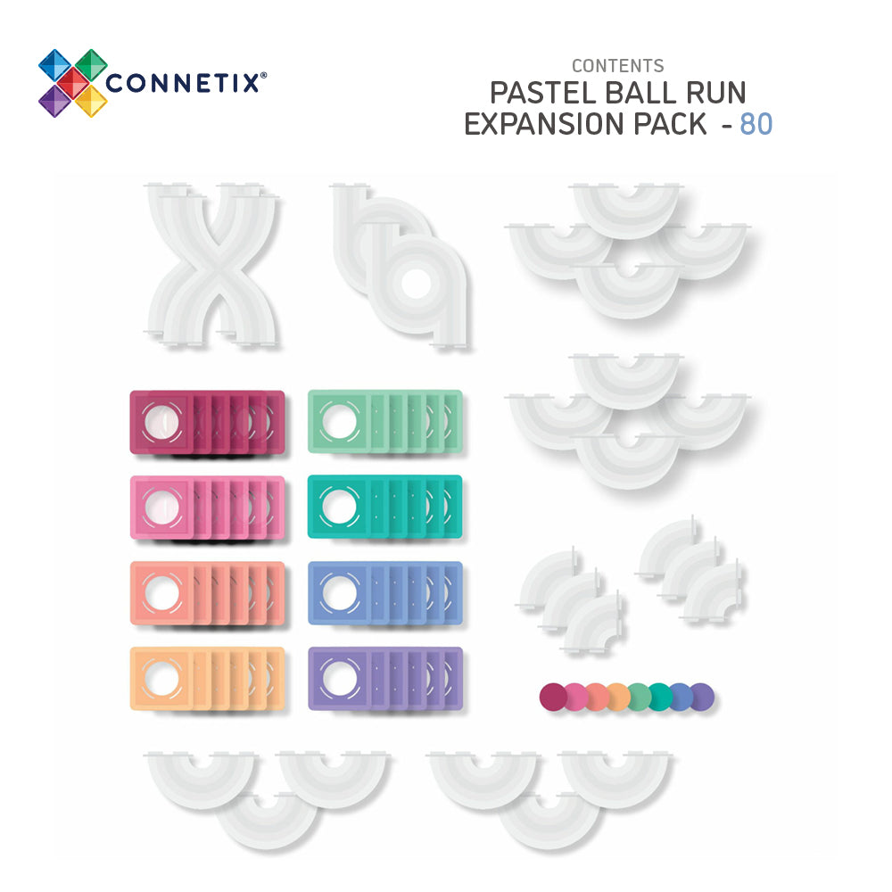 Connetix® klocki magnetyczne kulodrom Pastel Ball Run Expansion Pack – 80 el. – zdjęcie 2