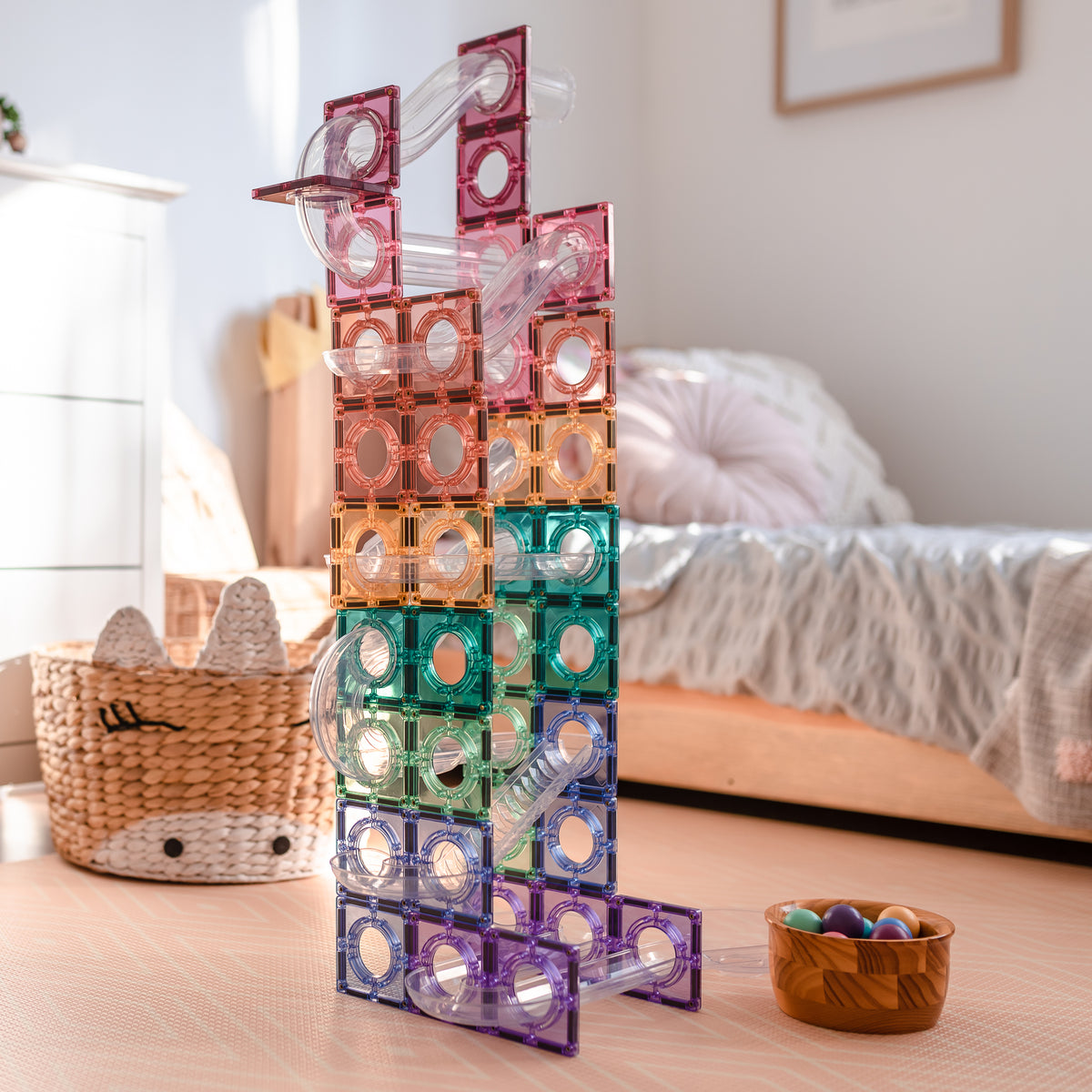 Connetix® klocki magnetyczne kulodrom Pastel Ball Run Pack – 106 el.